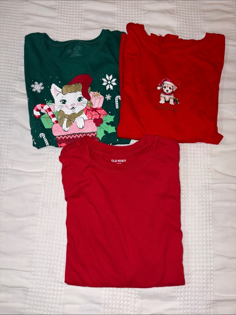 Cat and Jack girls Christmas shirts tops large 10–12